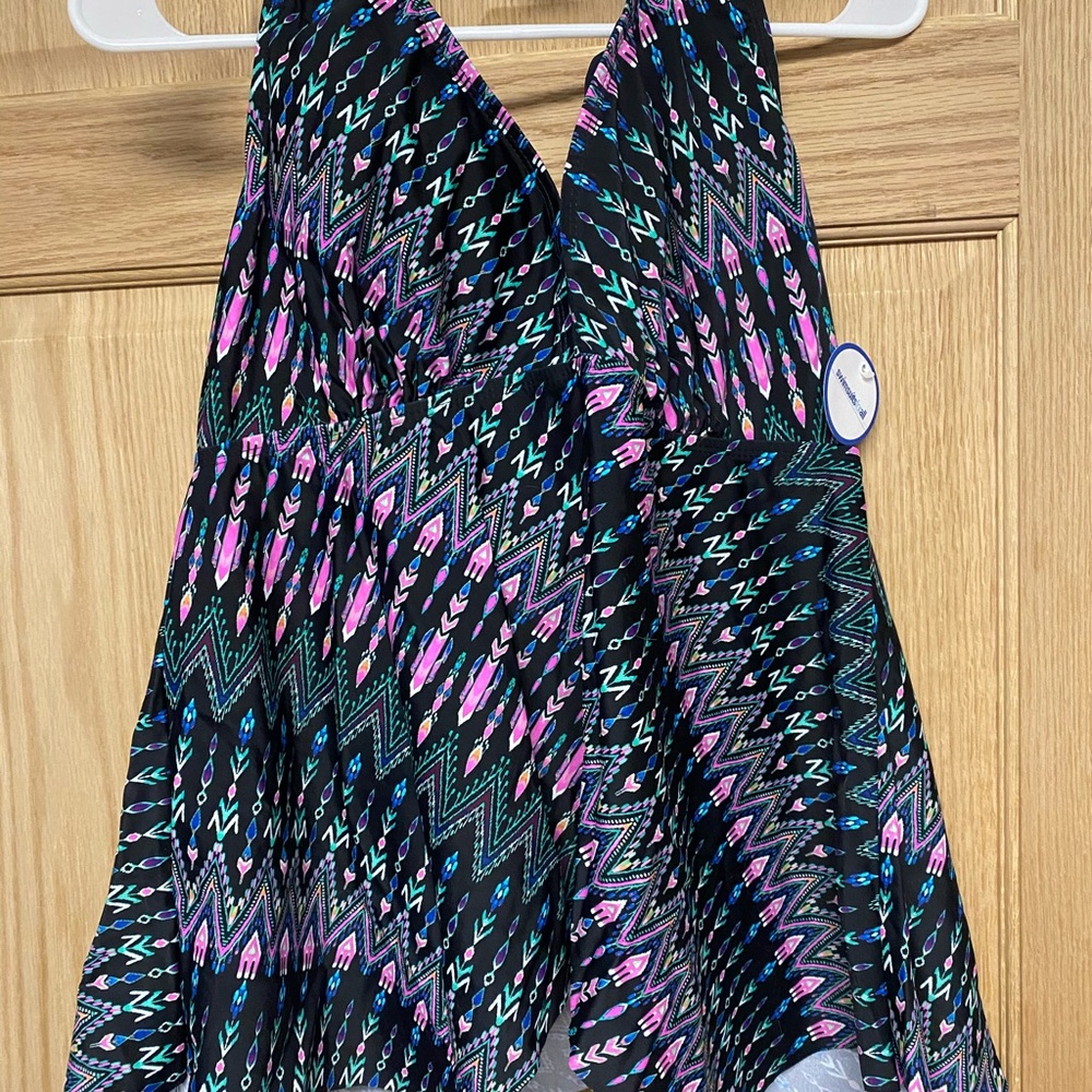 Swimsuits for All handkerchief tankini halter top